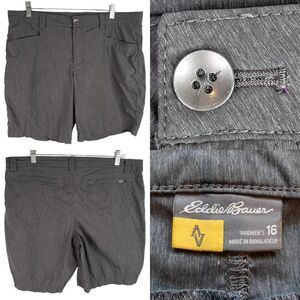 Eddie Bauer Travex Women’s Hiking Shorts Pockets Size 16 Gray Nylon Bermuda